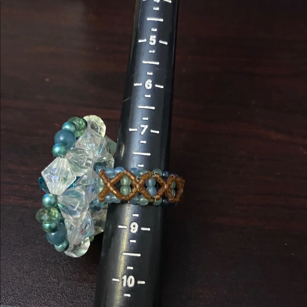 Elegant Blue and brown Beaded Ring